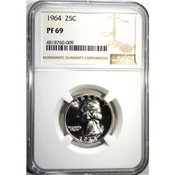 1964 WASHINGTON QTR NGC PF69