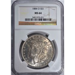 1884-O MORGAN DOLLAR, NGC MS-64