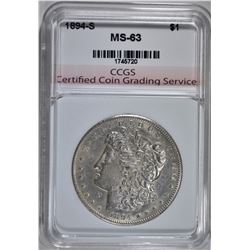 1894-S MORGAN DOLLAR CCGS CH BU