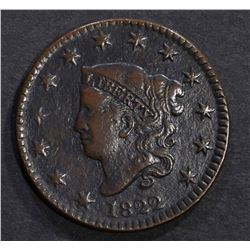 1822 LARGE CENT, VF/XF
