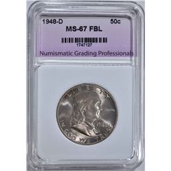 1948-D FRANKLIN HALF DOLLAR,NGP SUPERB GEM BU+ FBL