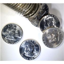 BU ROLL OF 1962-D FRANKLIN HALF DOLLARS