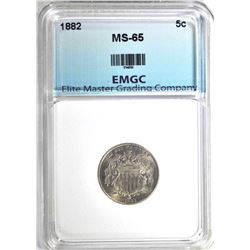 1882 SHIELD NICKEL, EMGC GEM BU