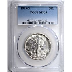 1943-S WALKING LIBERTY HALF PCGS MS-65