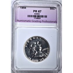 1954 FRANKLIN HALF, NGP SUPERB GEM PR CAMEO