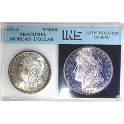 1881-S MORGAN DOLLAR, INS GEM BU DMPL