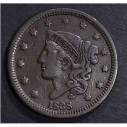 1838 LARGE CENT, VF