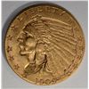 Image 1 : 1909 $2 1/2 GOLD INDIAN HEAD  CH BU