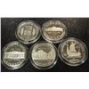 Image 2 : 5 COMMEM PROOF SILVER DOLLARS