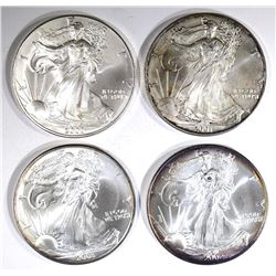 2000, 01, 02 & 03 BU AMERICAN SILVER EAGLES