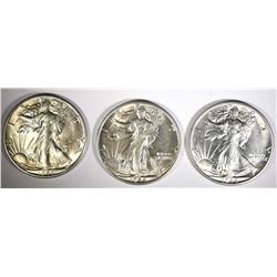 3 - 1944-S WALKING LIBERTY HALF DOLLARS