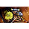Image 2 : ORANGE TOTE OF TROUBLE LIGHTS, EXTENTION CORDS, AND ROAD FLARES