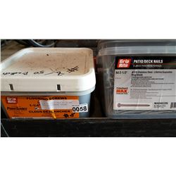 CASE OF PATIO DECK NAILS AND CASE OF FLOORING SCREWS