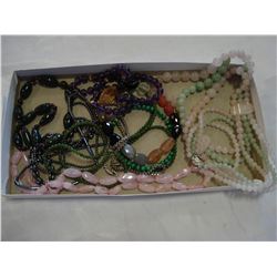 TRAY OF JADE AMETHYST ETC JEWELLRY