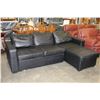 Image 1 : BLACK LEATHER SECTIONAL W/ PULL OUT