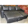 Image 2 : BLACK LEATHER SECTIONAL W/ PULL OUT