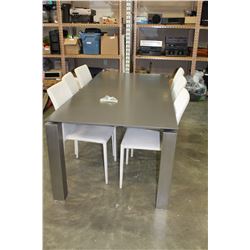 MOES FURNITURE MODERN TABLE AND SIX CHAIRS RETAIL $2800