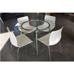 MODERN GLASS TOP IKEA TABLE AND FOUR CHAIRS