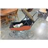 Image 1 : VINTAGE METAL CARRIAGE AND DOLL