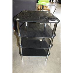 4 TIER BLACK GLASS AND METAL ENTERTAINMENT STAND