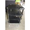 Image 1 : 4 TIER BLACK GLASS AND METAL ENTERTAINMENT STAND