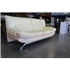 Image 2 : BEIGE LEATHER SOFA, VISBLE WEAR