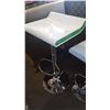 Image 2 : NEW PAIR OF WHITE AND GREEN ADJUSTABLE HEIGHT BARSTOOLS WITH CHROME BASE RETAIL $ 149 EACH