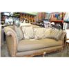 Image 2 : NEW SCHNADIG CONTEMPORARY ROLLED ARM SOFA WITH WOOD ACCENTS AND THROW PILLOWS RETAIL $2400