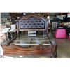 Image 1 : NEW ASHLEY KINGSIZE ORNATE CARVED KINGSIZE BEDFRAME WITH LEATHER INSERT RETAIL $2899