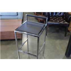 CHROME AND BLACK LEATHER BAR STOOL