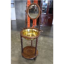 BARLEY TWIST TABLE W/ BRASS BOWL AND VANITY MIRROR