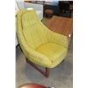 Image 2 : DANISH TEAK AND GREEN UPHOLSTERED BUCKET CHAIR