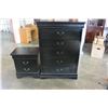 Image 1 : MODERN 5 DRAWER CHEST OF DRAWERS AND TWO DRAWER NIGHTSTAND