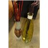 Image 2 : LARGE GLASS VASE AND METAL VASE W/ STICKS