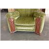 Image 2 : VINTAGE GREEN UPOLSTERED CHANNEL BACK CRUSHED VELVET ARMCHAIR