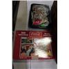Image 3 : BOX OF VINTAGE BOTTLES AND COKE PUZZLE AND PINS