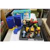 Image 1 : TRAY OF DIECAST VEHICLES, NEW TOYS, AND ALLO BABY TELEPHONE