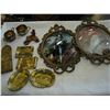 Image 1 : TRAY OF BRASS WARE, 2 VINTAGE FRAMES - BLUE BOY AND PINK GIRL
