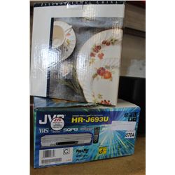 CHINA PLATE SET AND JVC DVD PLAYER