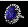 Image 1 : GIA Cert 18.78 ctw Tanzanite and Diamond Ring - 14KT White Gold