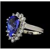 4.81 ctw Tanzanite and Diamond Ring - 14KT White Gold