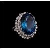 14KT White Gold 22.83 ctw Topaz and Diamond Ring