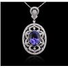 14KT White Gold 8.01 ctw Tanzanite and Diamond Pendant With Chain