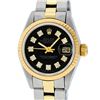 Rolex Ladies 2 Tone 14K Black Diamond 26MM Datejust Wristwatch
