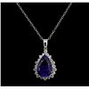 GIA Cert 16.66 ctw Tanzanite and Diamond Pendant With Chain - 14KT White Gold