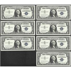 Lot of (7) Consecutive 1957B $1 Silver Certificate Notes