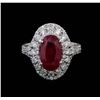 Image 2 : GIA Cert 3.39 ctw Ruby and Diamond Ring - 14KT White Gold