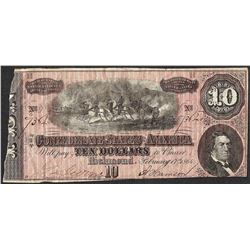 1864 $10 Confederate States of America Note
