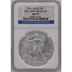 2011 $1 American Silver Eagle Coin NGC MS69 Early Strikes