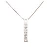 Image 2 : 0.56 ctw Diamond Bar Pendant with Chain - 14KT White Gold